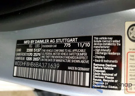 2011 Mercedes-Benz E 350 4Matic from USA, damaged, VIN WDDHF8HB6BA371639